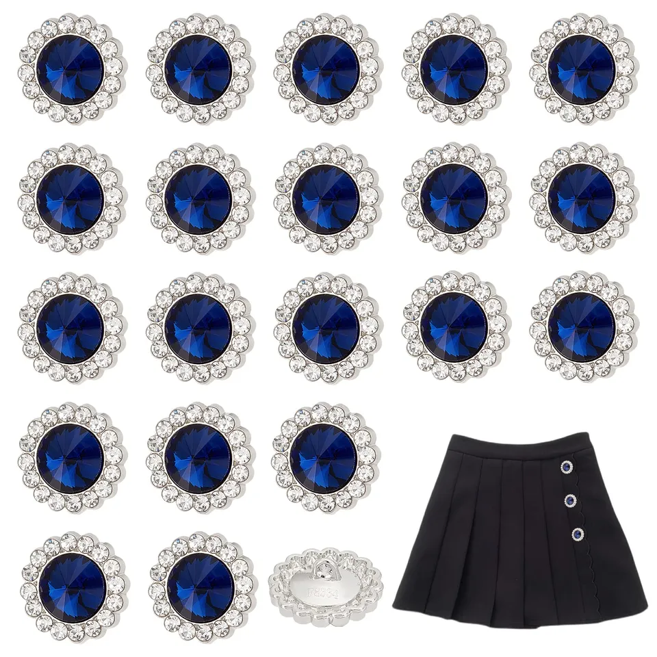 ahandmaker-button-rhinestone-boutons-strass-bleus-20-mm-lot-20 image 1