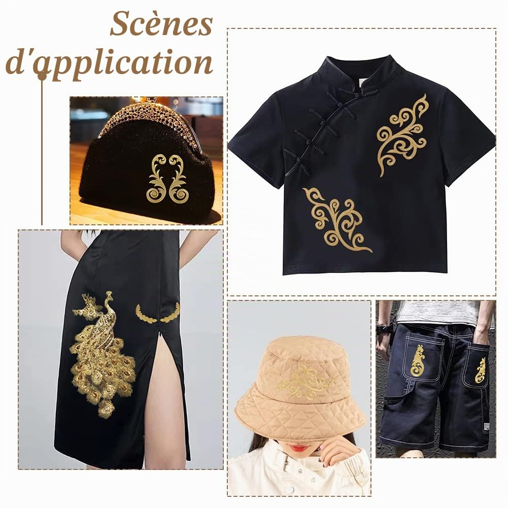 ahandmaker-applique-patch-fleurs-feuilles-dor-es-thermocollant-16-pcs image 6