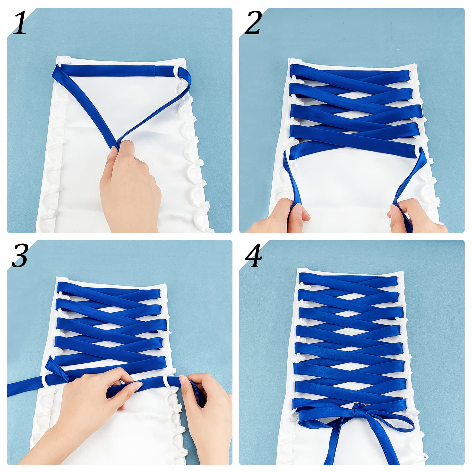 ahandmaker-3-5m-lacet-robe-mari-e-coton-bleu-royal-corset image 4