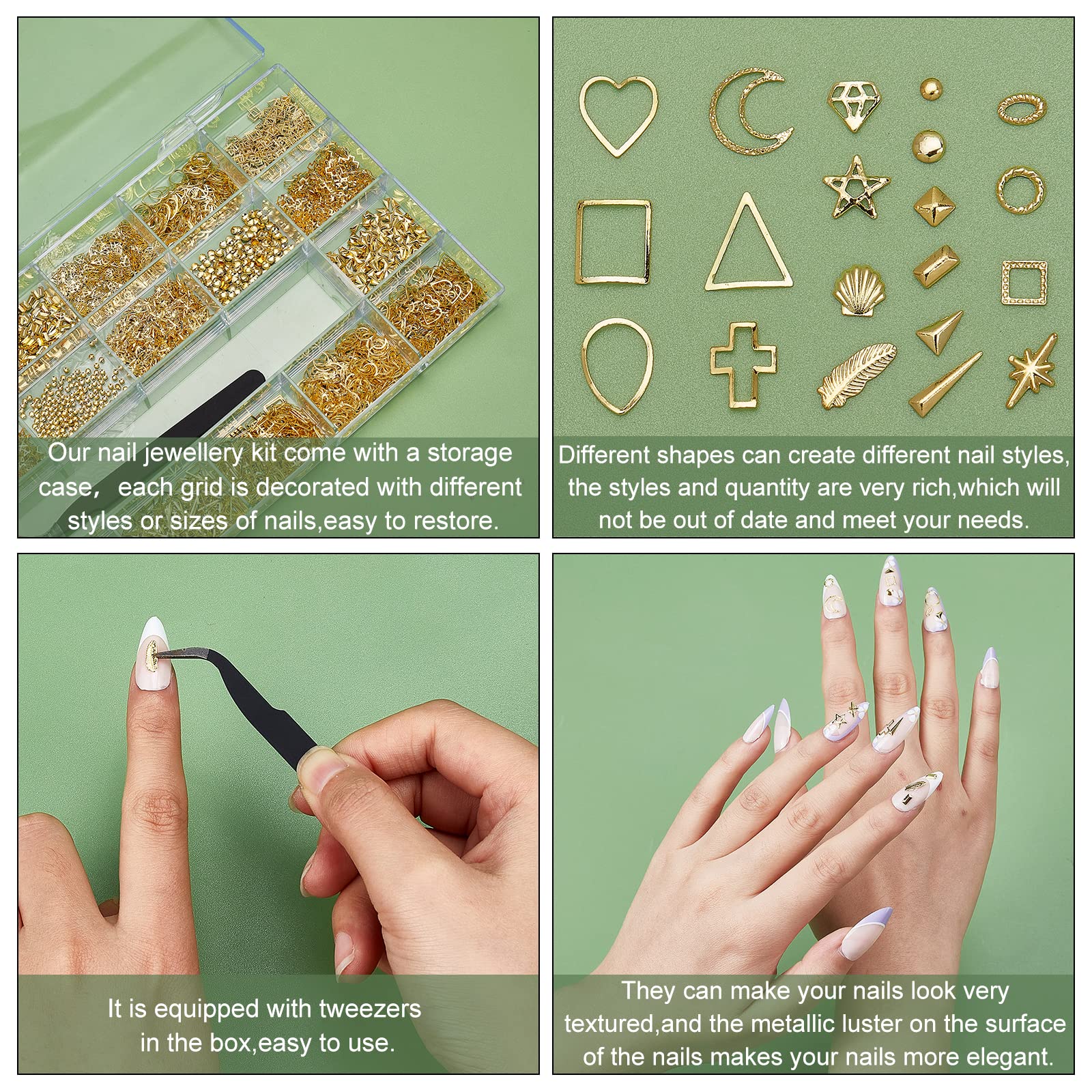 ahandmaker-button-rhinestone-nail-art-charms-dor-3d-21-grilles image 4