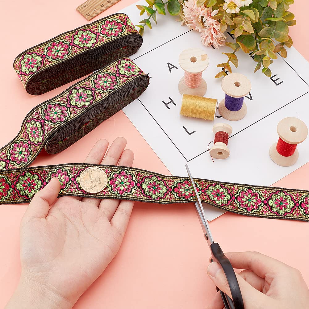 ahandmaker-ruban-brod-jacquard-floral-rose-2-rouleaux-7-6-verges image 3