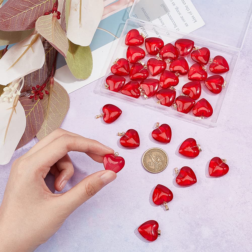 ahandmaker-pendant-pendentif-c-ur-verre-rouge-30-pcs-collier image 3