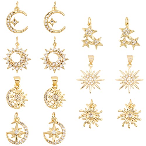 ahandmaker-pendant-lot-14-pendentifs-zircon-lune-plaqu-or image 7