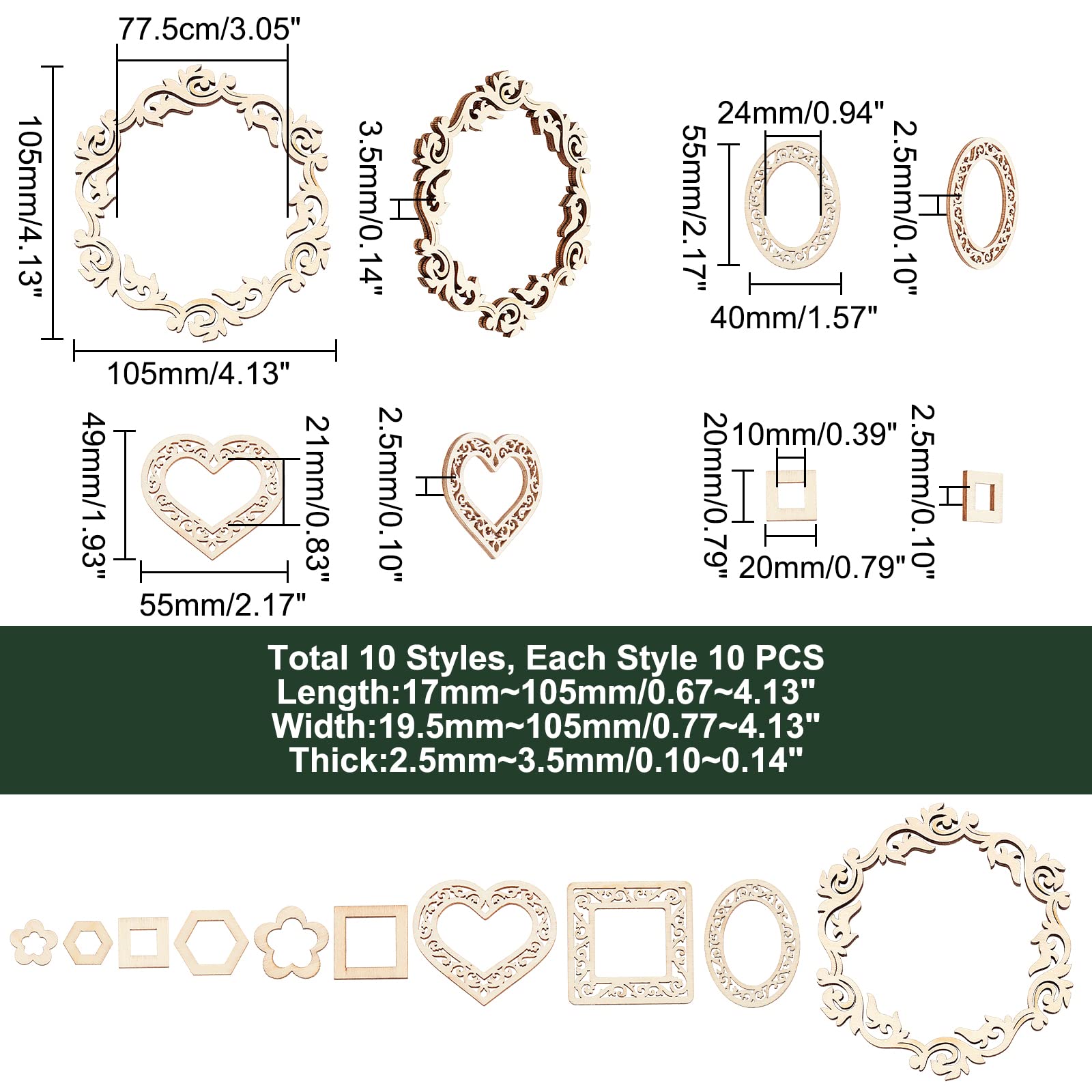 ahandmaker-unfinished-wood-anneaux-bois-brut-10-styles-100-pcs image 2