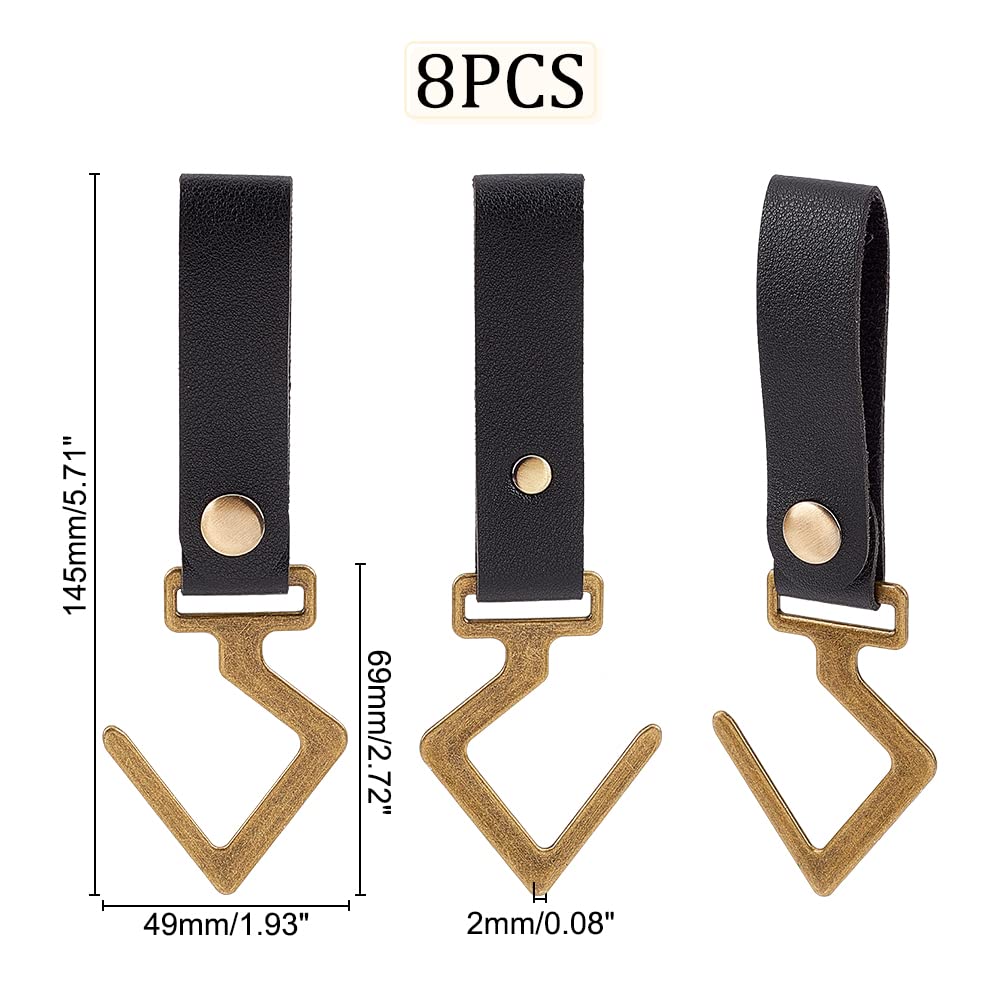ahandmaker-sangle-cuir-suspension-crochet-camping-8-pcs-noir image 2