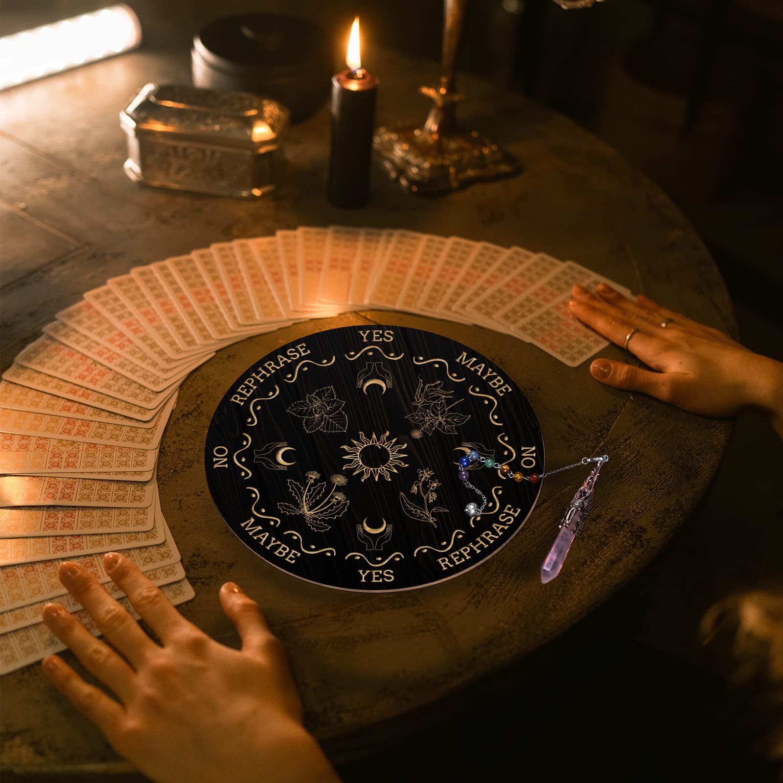 ahandmaker-planche-pendule-divination-bois-quartz-rose-soleil image 4