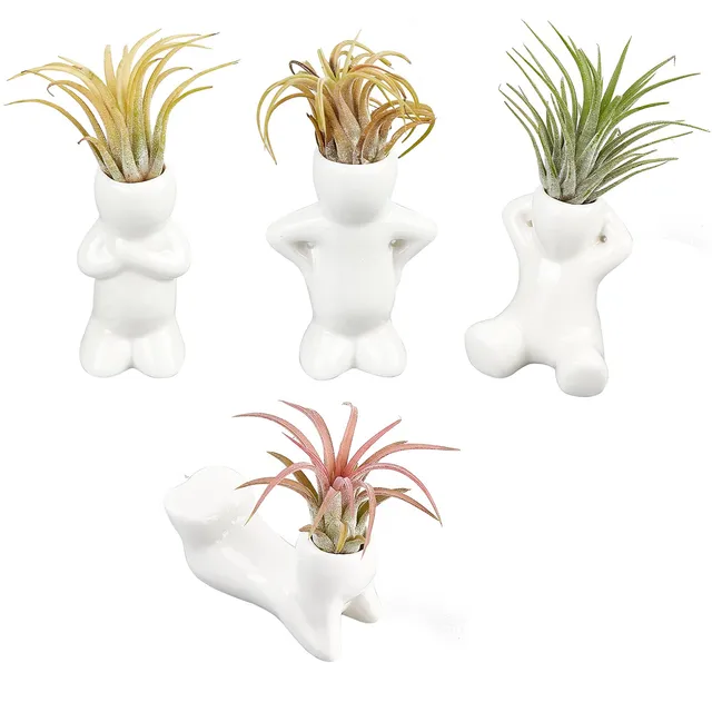 ahandmaker-support-plante-air-c-ramique-lot-4-poup-e-blanc image 1