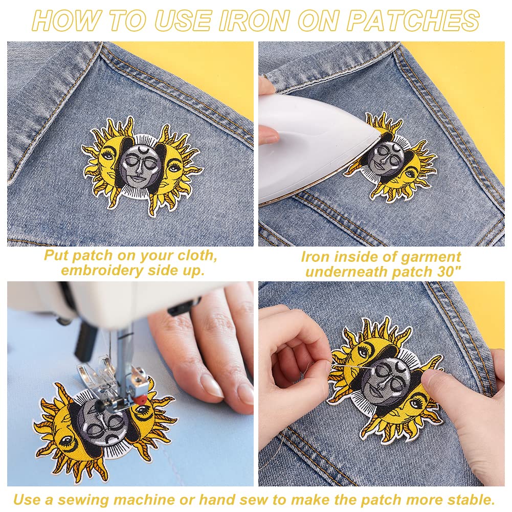 ahandmaker-applique-patch-6-patchs-soleil-lune-brod image 3