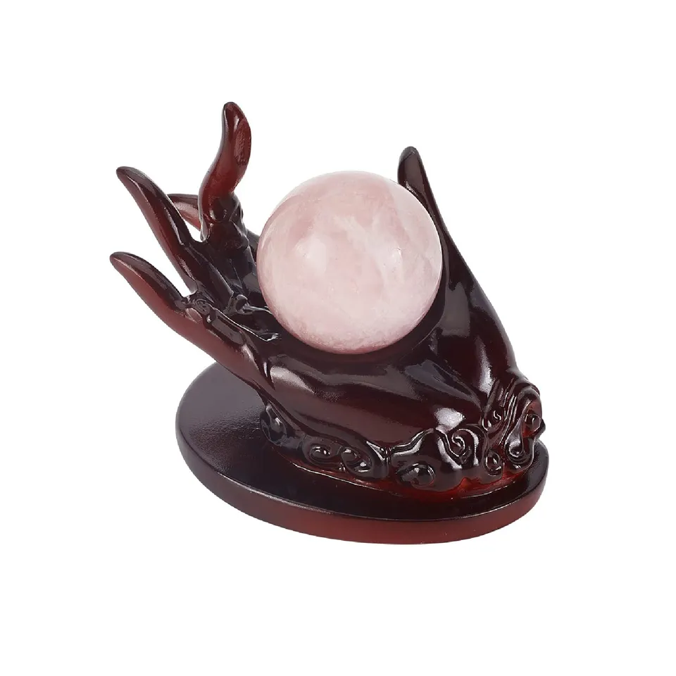 ahandmaker-support-boule-cristal-main-bouddha-brun image 1