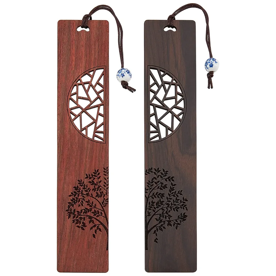 ahandmaker-marque-page-bois-soleil-arbre-de-vie-lot-de-2-cadeau image 1