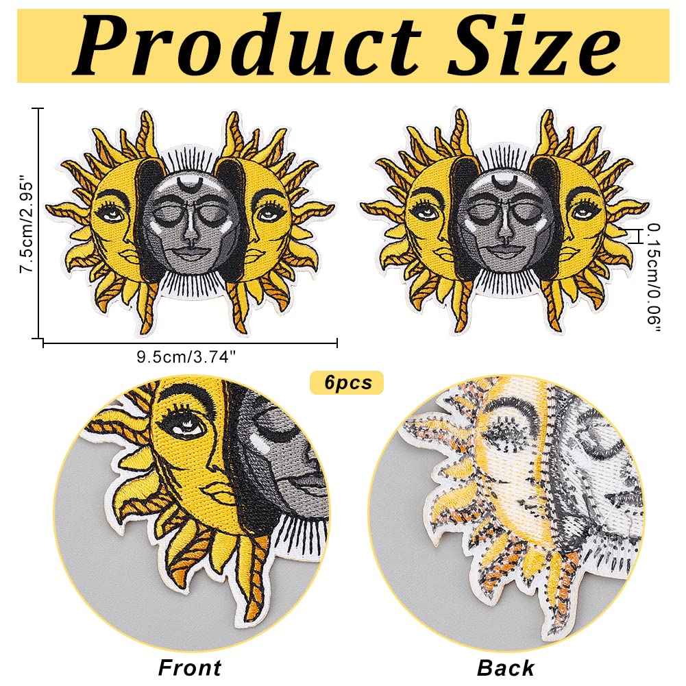 ahandmaker-applique-patch-6-patchs-soleil-lune-brod image 2