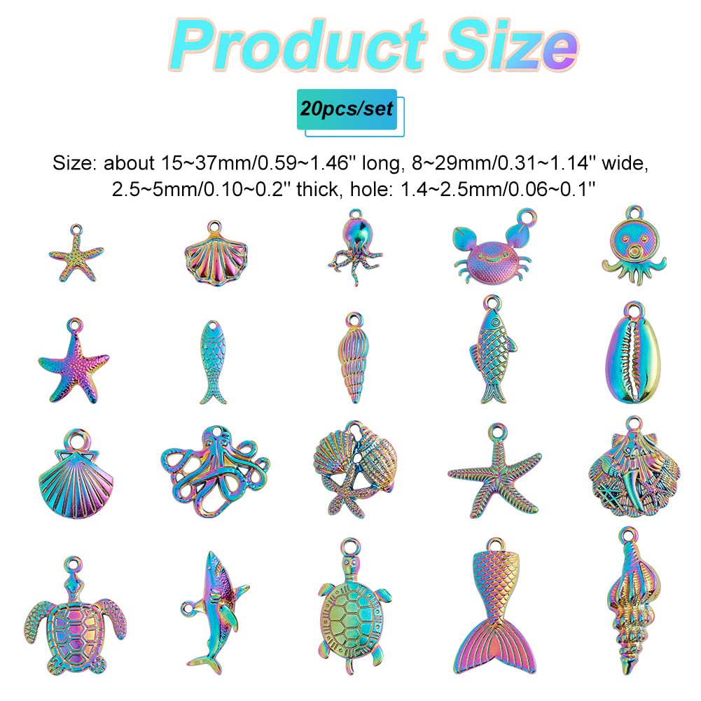ahandmaker-pendant-breloque-oc-an-m-tal-20-pcs-arc-en-ciel image 2