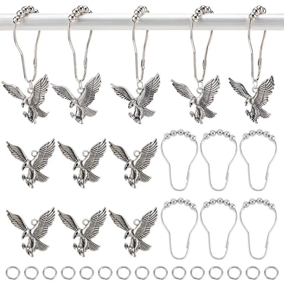 ahandmaker-crochets-rideau-douche-aigle-argent-antique-x12 image 1