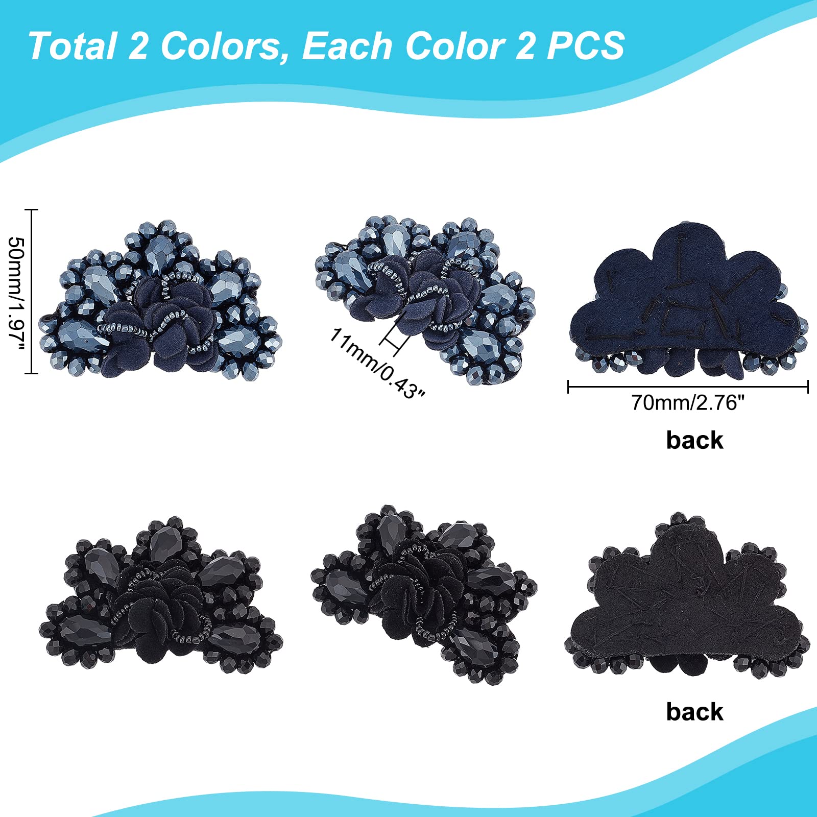 ahandmaker-applique-patch-fleur-strass-coudre-4-pi-ces image 2