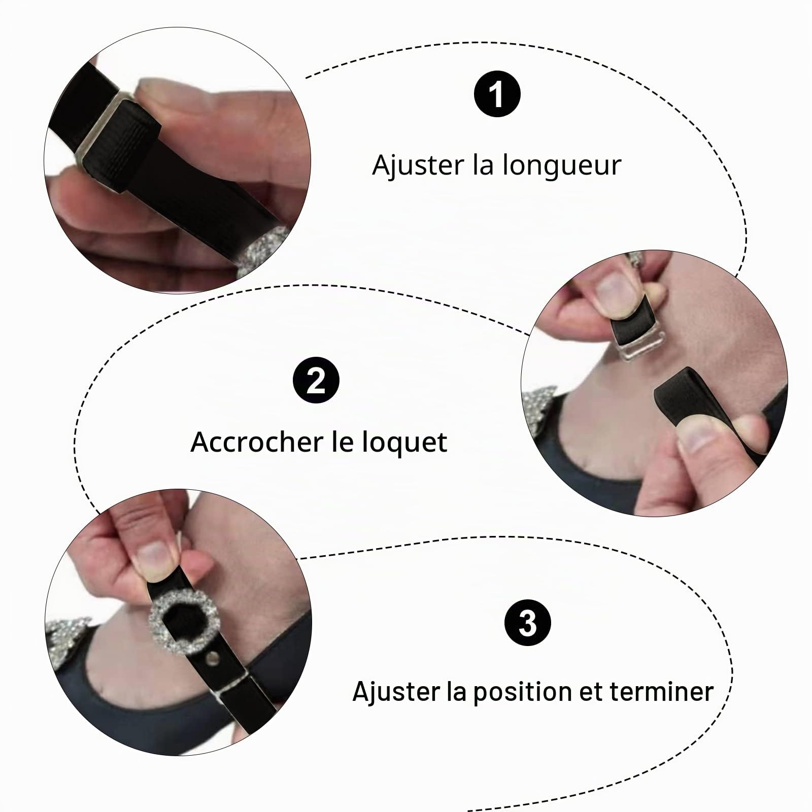 ahandmaker-shoe-accessories-sangle-chaussure-noire-strass-4-pcs image 3
