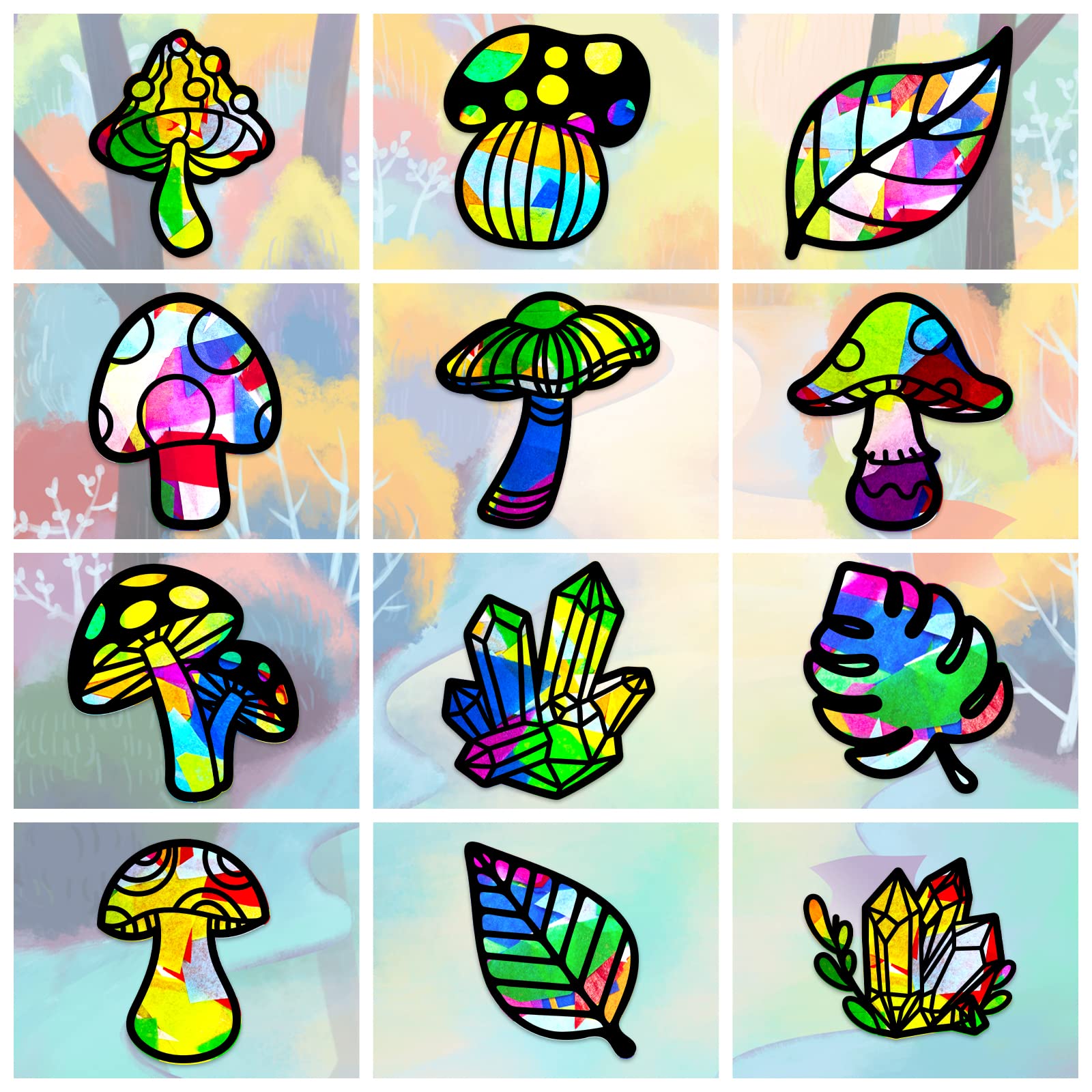 ahandmaker-kit-suncatcher-champignons-24-pi-ces-autocollants-vitrail image 1