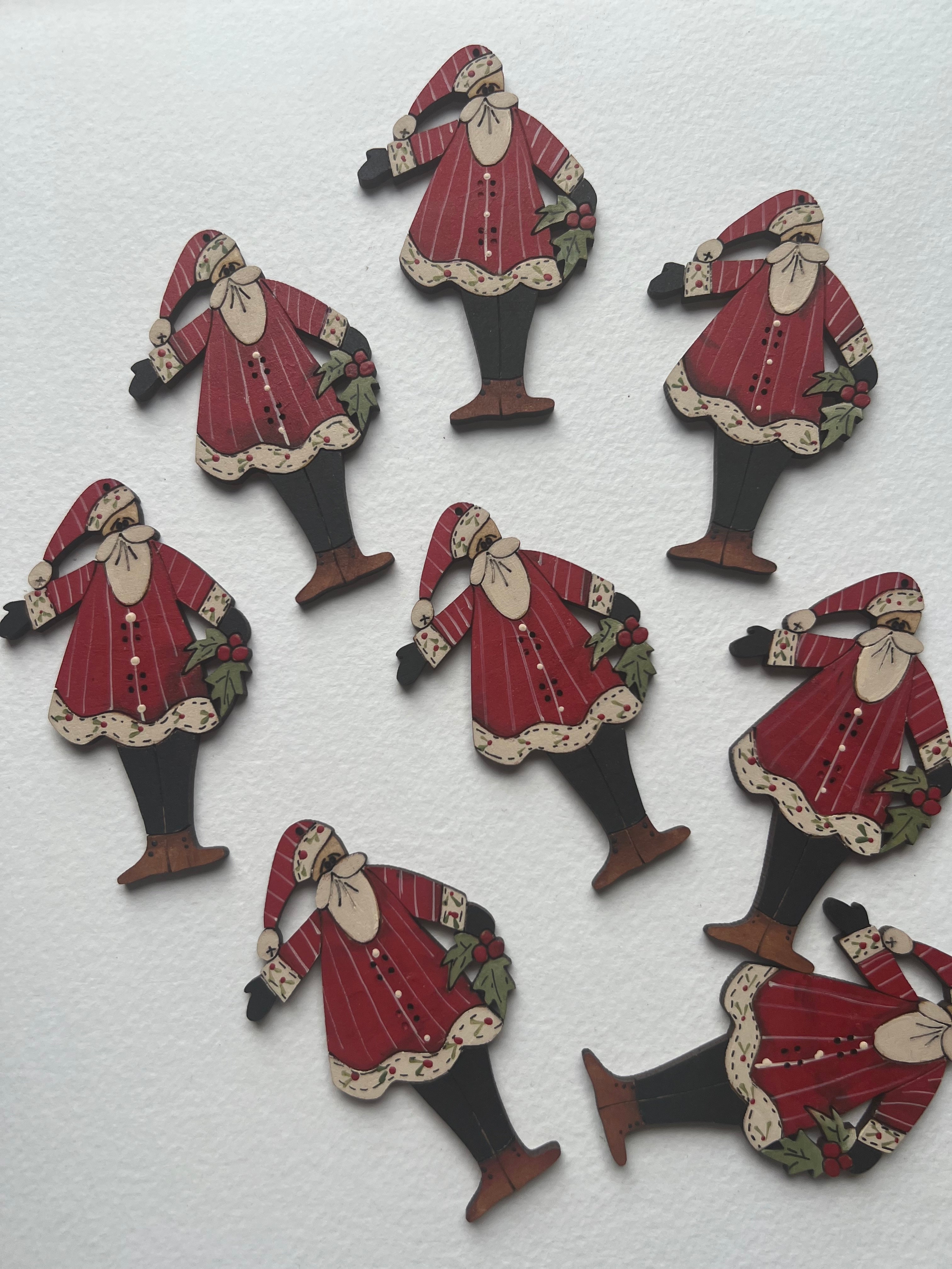 anni-downs-holly-santa-bouton-bois-rouge-peint-main image 1