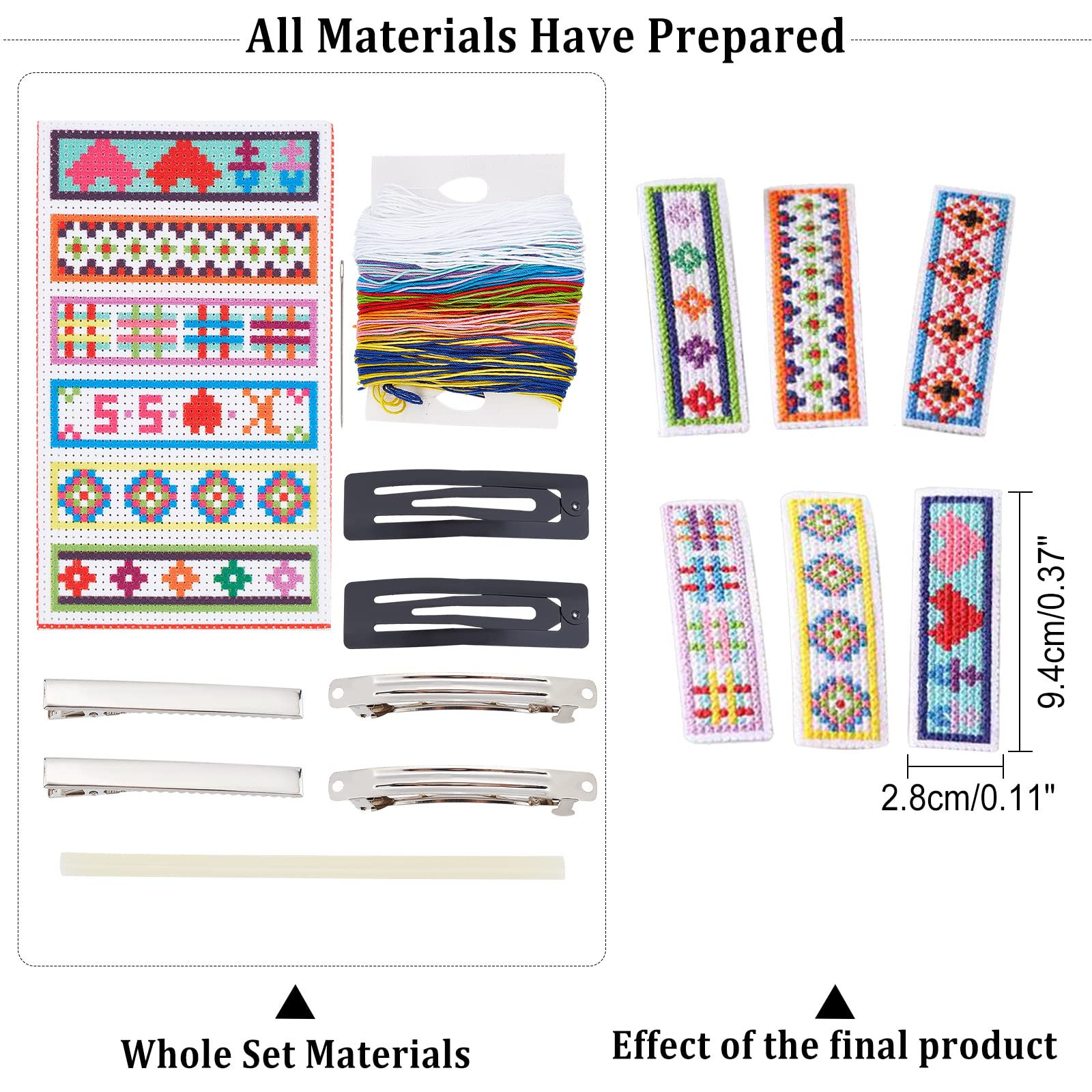 ahandmaker-kit-barrettes-broderie-diy-6-styles-13-couleurs-cheveux image 2