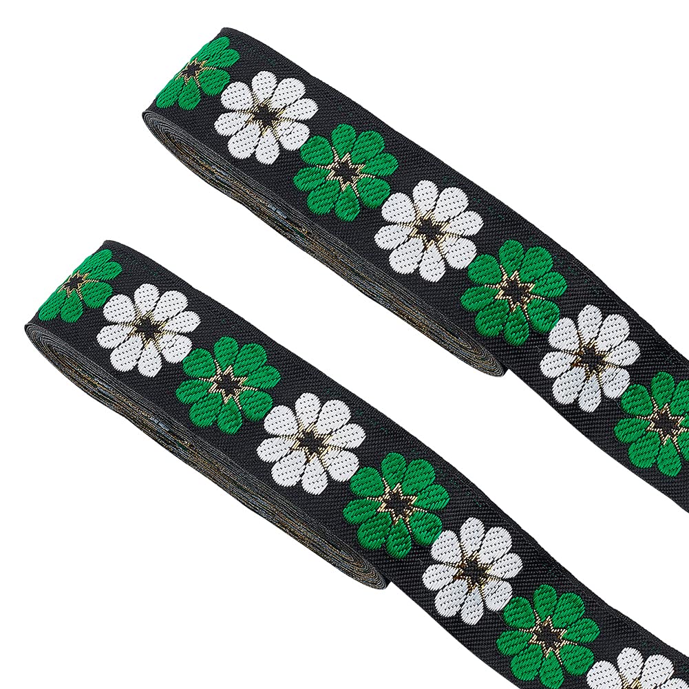 ahandmaker-jacquard-rubans-brod-s-floral-vintage-vert-2x3-8m-33mm image 1