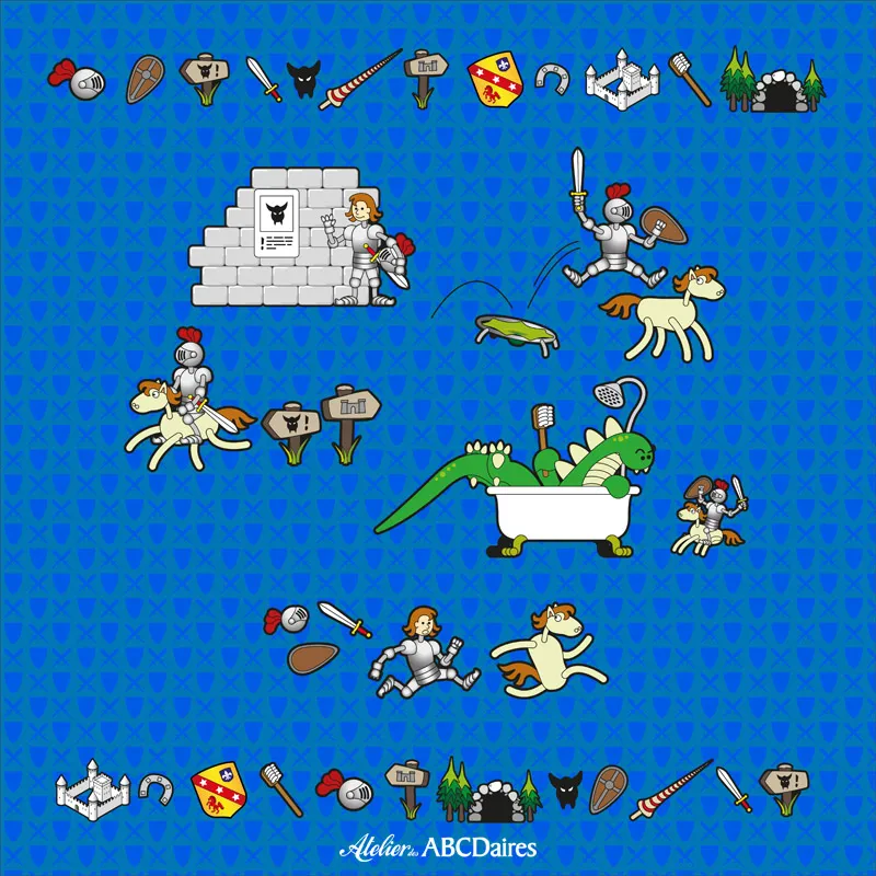 atelier-des-abcdaires-chevalier-grand-panneau-tissu-velours image 1
