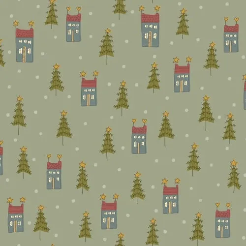 anni-downs-home-for-christmas-tissu-no-l-maisons-bleues-25-cm image 1
