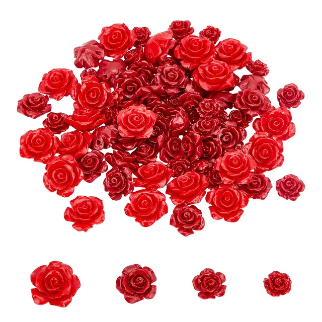 ahandmaker-beads-perles-corail-rouge-rose-80-pi-ces image 1