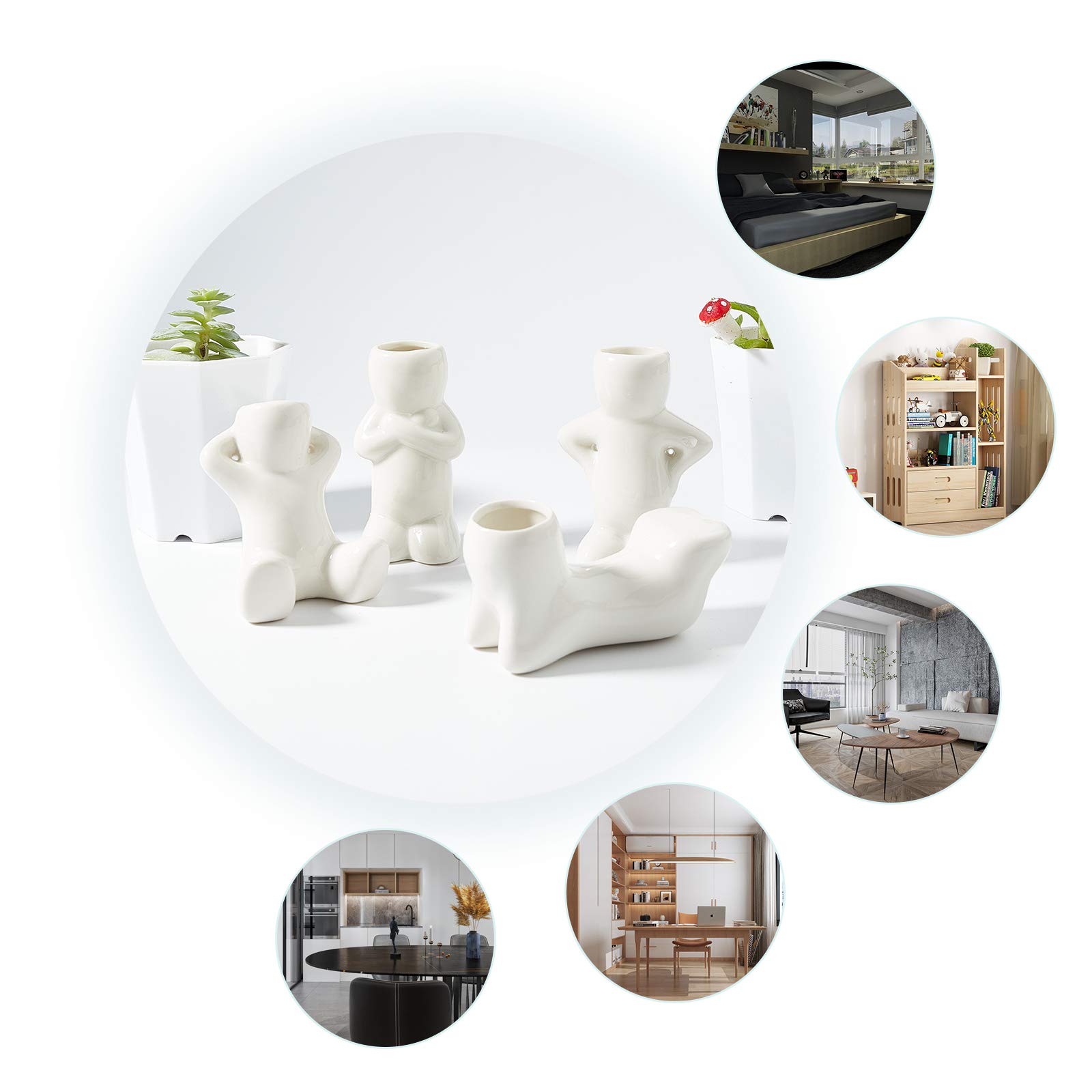 ahandmaker-support-plante-air-c-ramique-lot-4-poup-e-blanc image 5