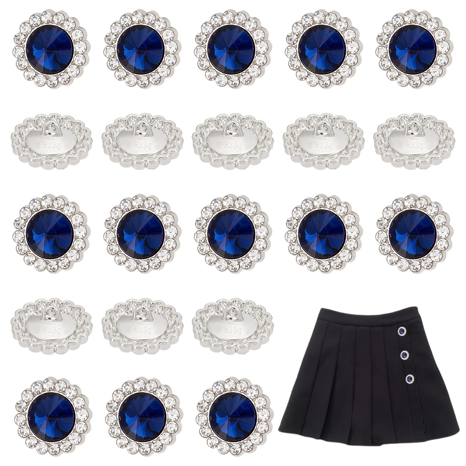 ahandmaker-button-rhinestone-boutons-strass-bleus-20-mm-lot-20 image 2