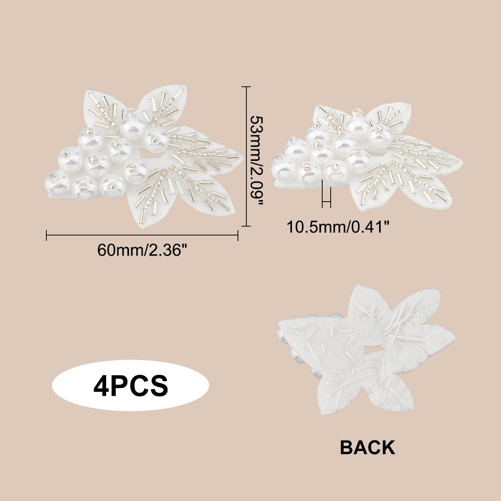 ahandmaker-appliqu-feuille-perle-blanche-4-pi-ces-patch-couture image 2