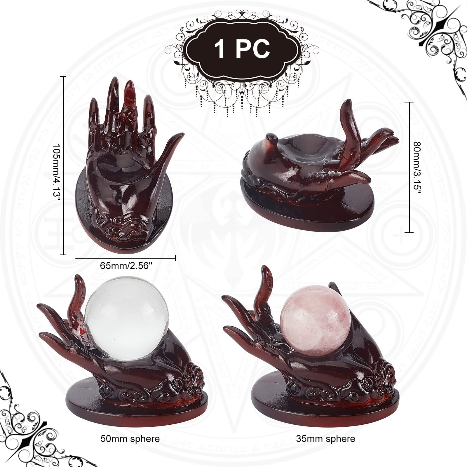 ahandmaker-support-boule-cristal-main-bouddha-brun image 2