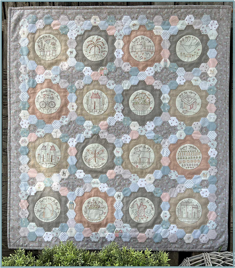anni-downs-around-town-patron-quilt-stitchery-hexagones-32x36 image 2