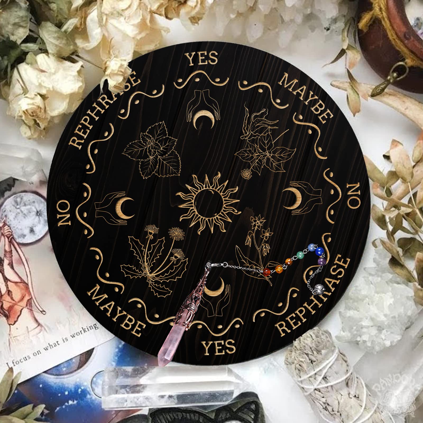 ahandmaker-planche-pendule-divination-bois-quartz-rose-soleil image 6