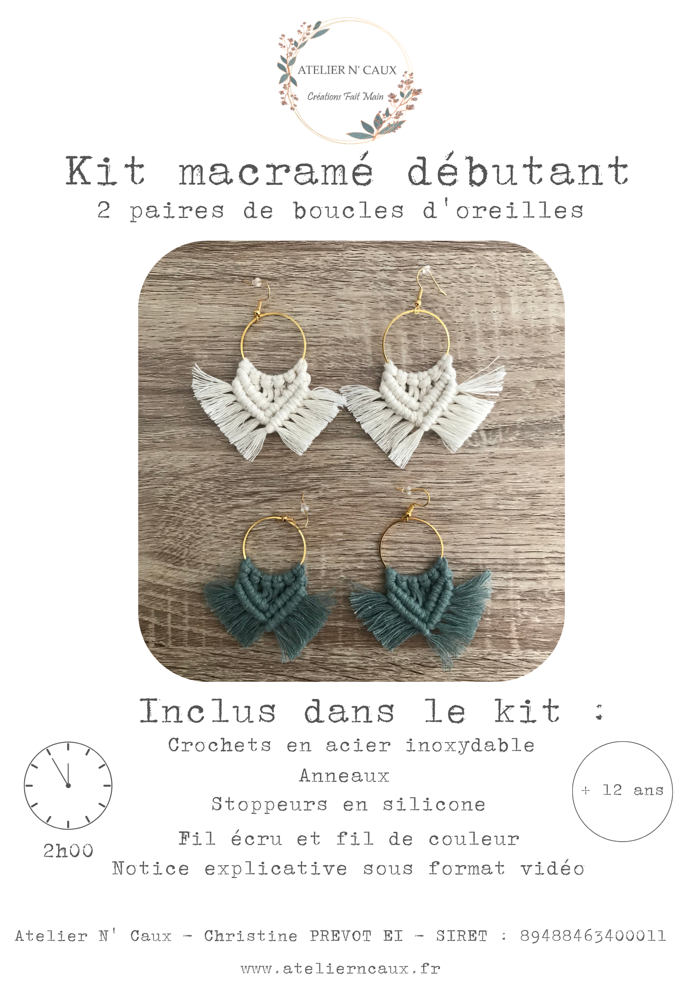 atelier-n-caux-kit-macram-d-butant-boucles-d-oreilles-cru-terracotta image 2