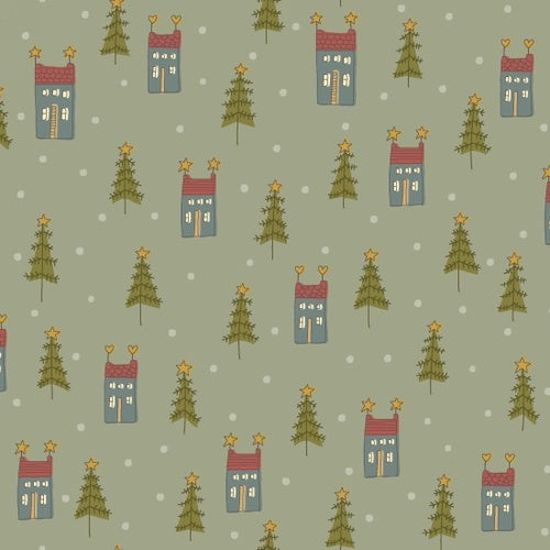 anni-downs-home-for-christmas-tissu-no-l-maisons-bleues-25-cm image 1