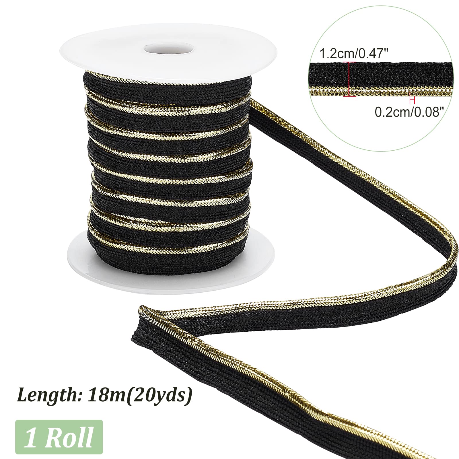 ahandmaker-passepoil-noir-fil-dor-20-m-couture-biais image 2