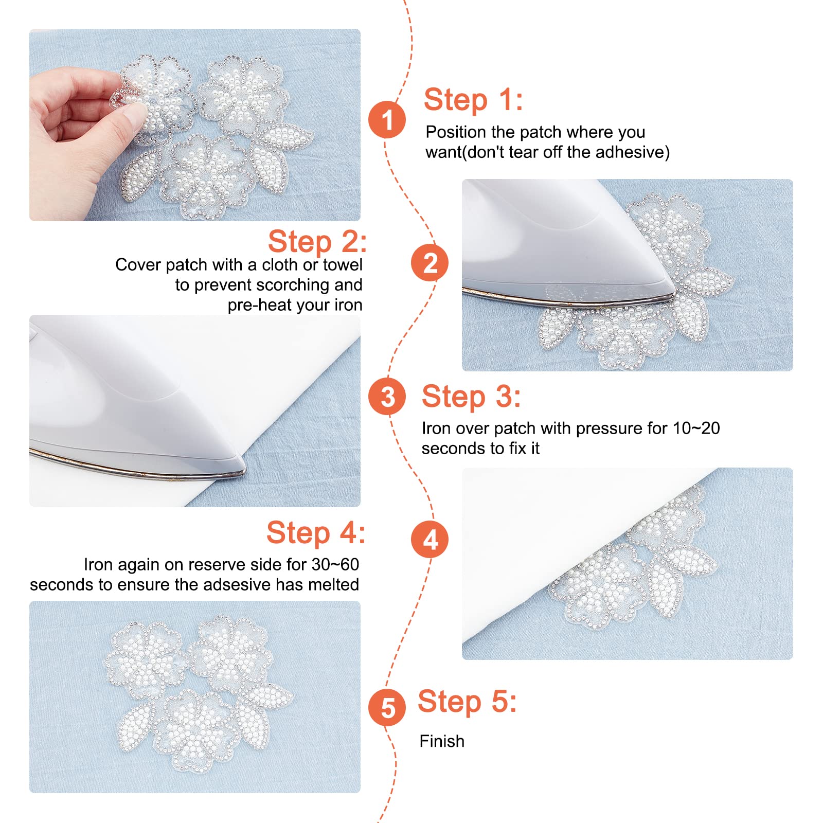 ahandmaker-appliqu-fleur-perle-strass-8-pi-ces-2-couleurs-couture image 5