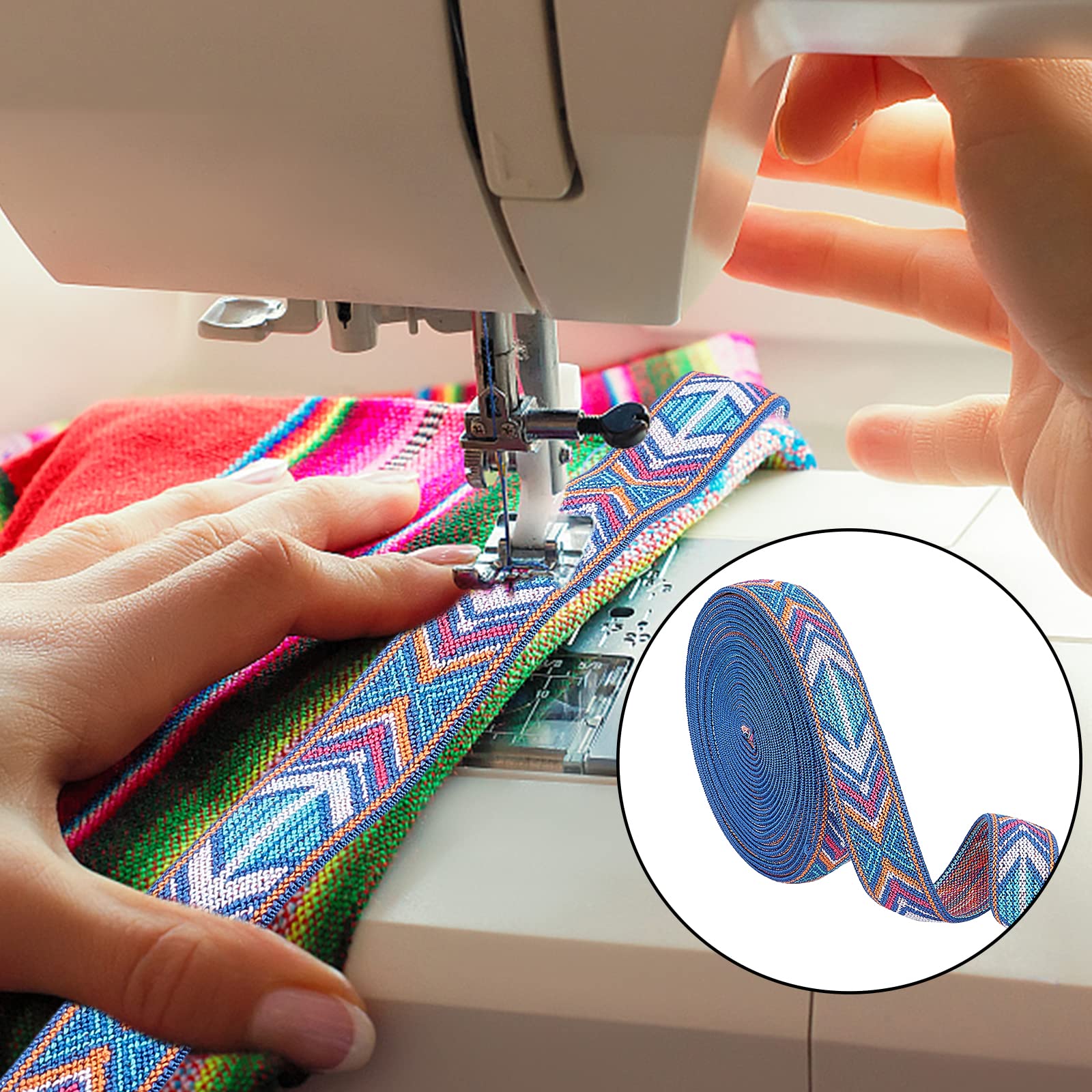 ahandmaker-ruban-lastique-jacquard-bleu-fl-ches-25mm-5-48m image 6