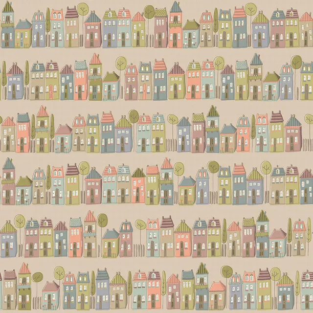 anni-downs-my-neighborhood-2633-39-tissu-maisons-marron image 1
