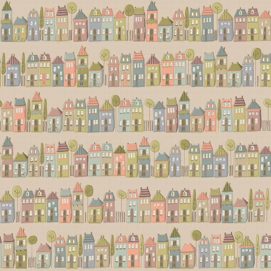 anni-downs-my-neighborhood-2633-39-tissu-maisons-marron image 1