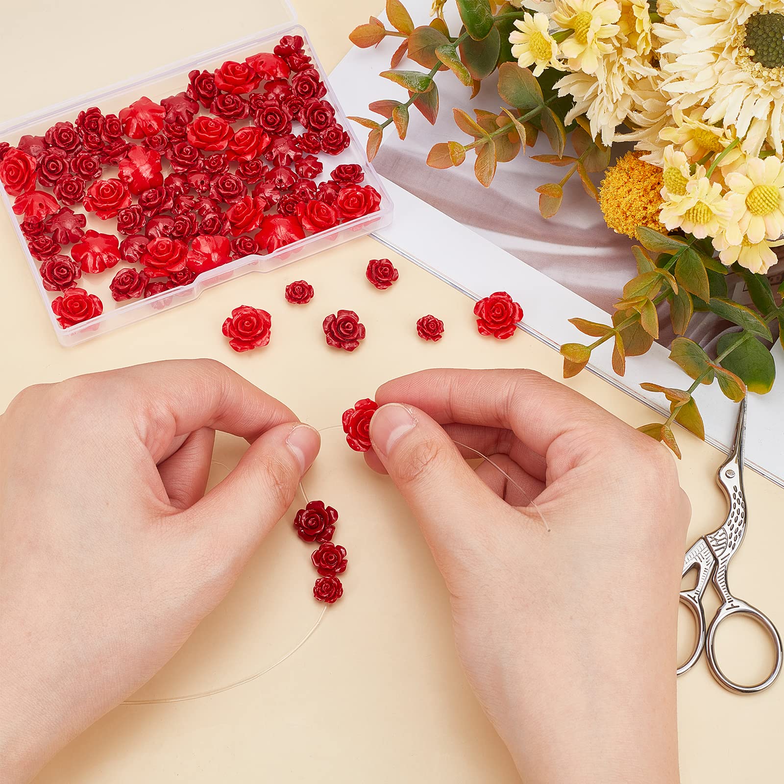 ahandmaker-beads-perles-corail-rouge-rose-80-pi-ces image 3