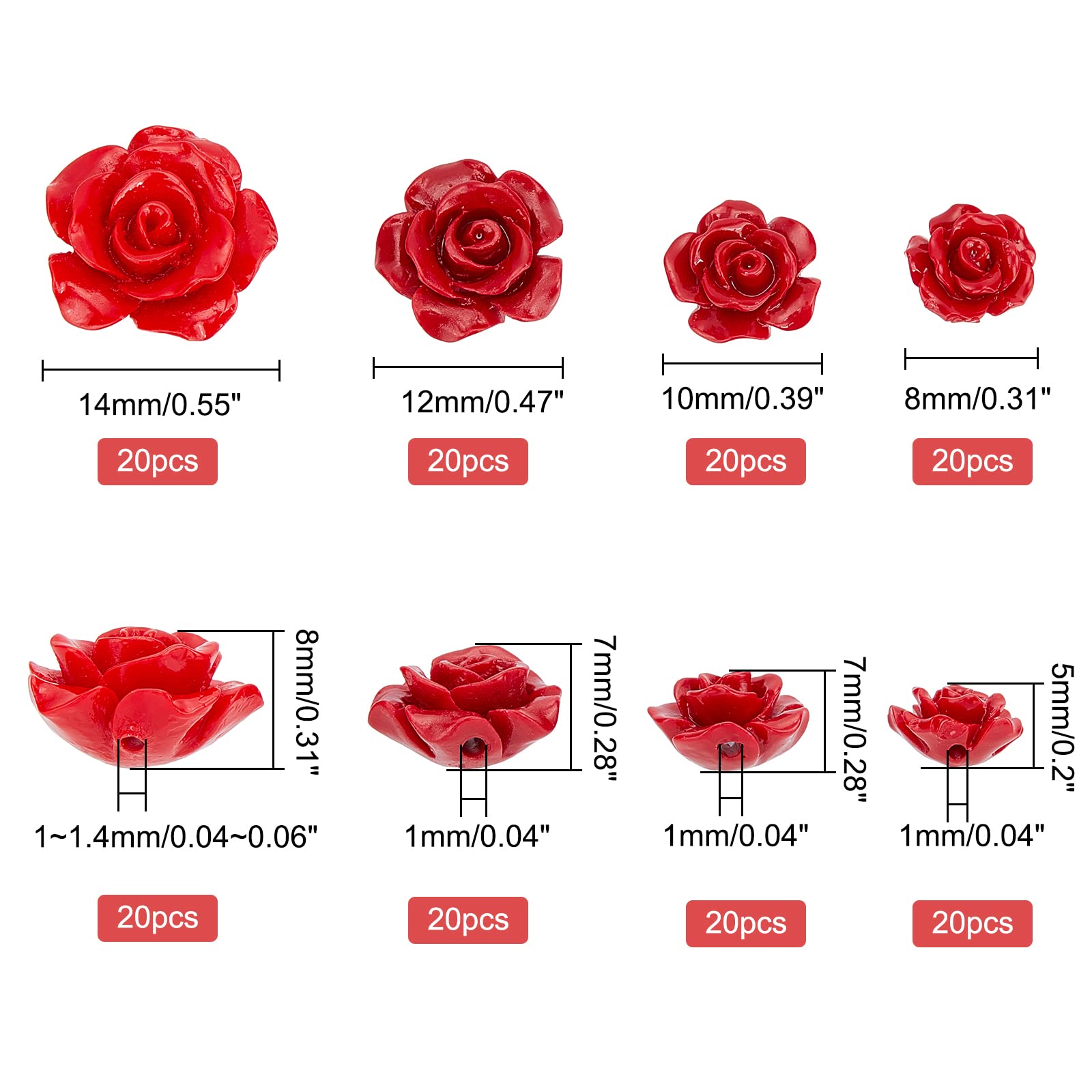 ahandmaker-beads-perles-corail-rouge-rose-80-pi-ces image 2