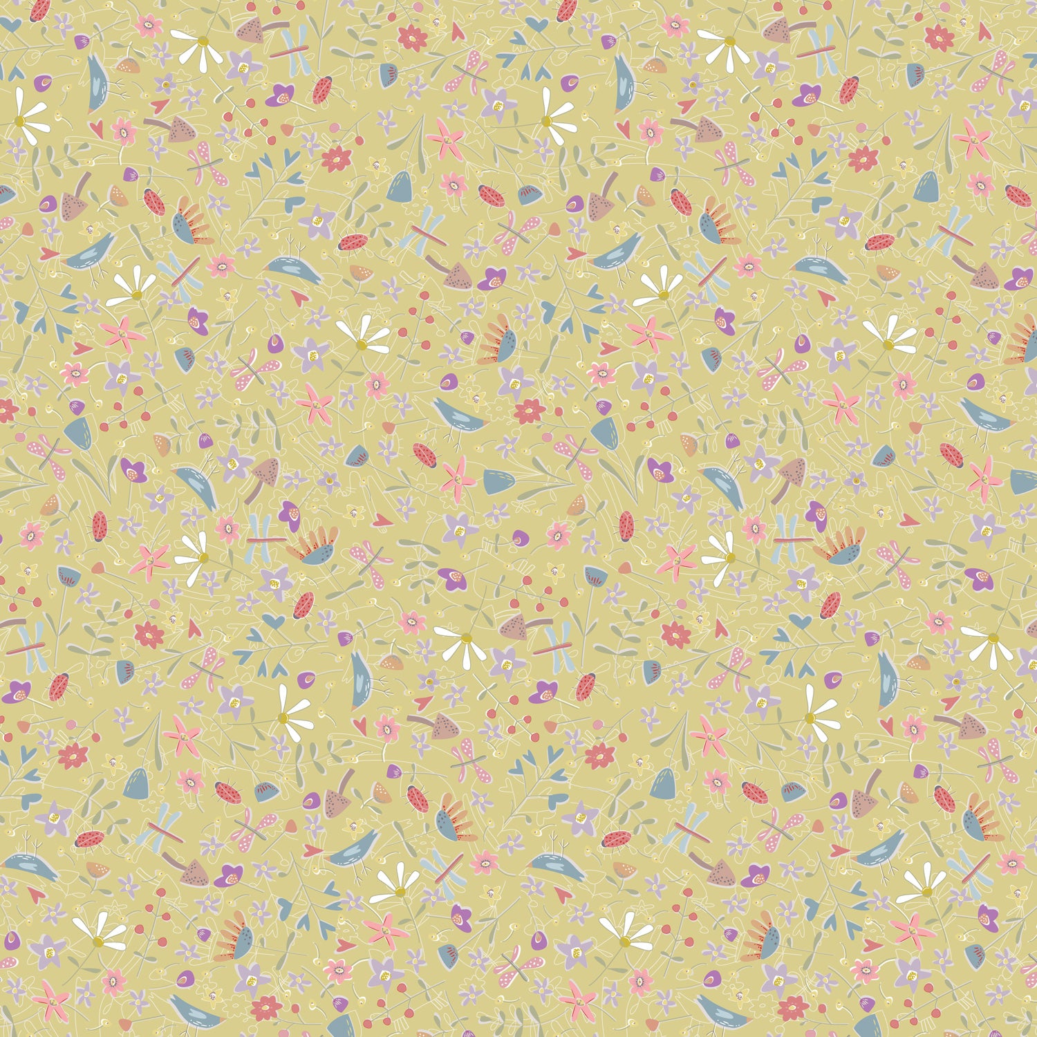 anni-downs-slow-and-steady-dv7423-tissu-fleurs-jaune-0-25-m image 1