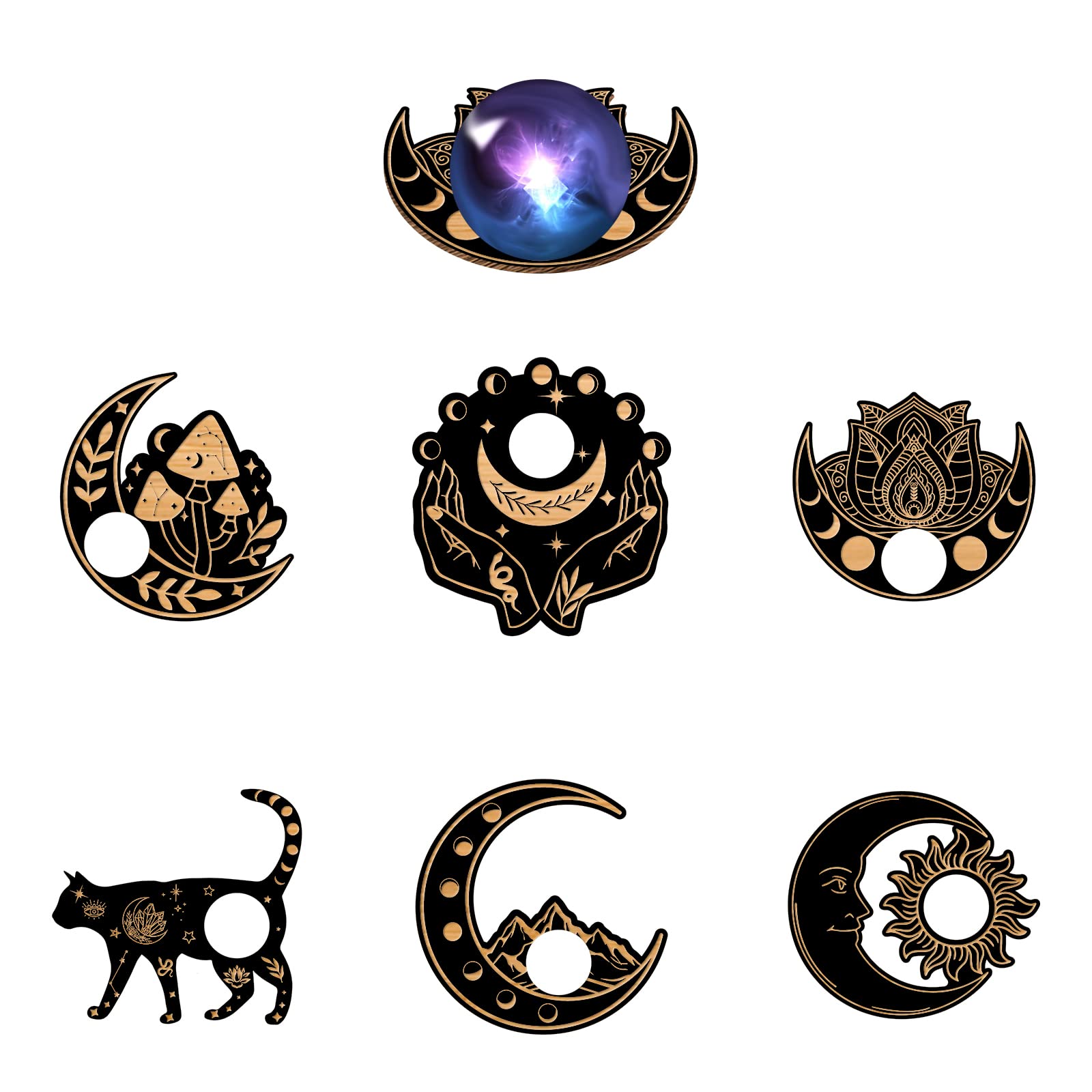 ahandmaker-home-decorate-support-boule-cristal-chat-lunaire-lot-6 image 1