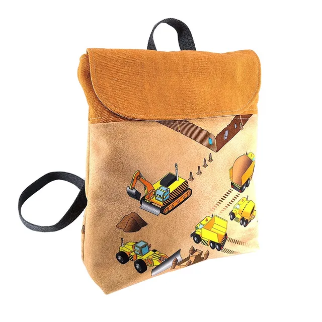atelier-des-abcdaires-kit-sac-dos-juniors-bulldozers-velours image 1