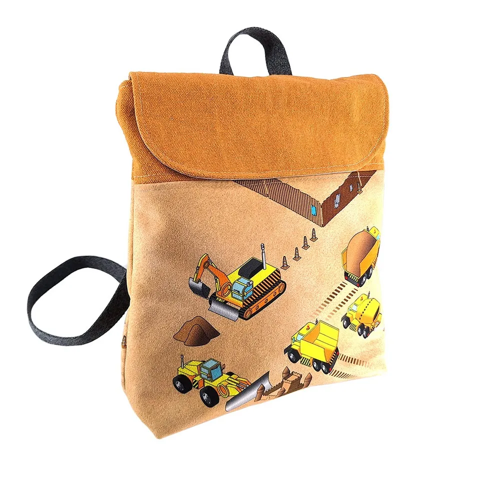 atelier-des-abcdaires-kit-sac-dos-juniors-bulldozers-velours image 1