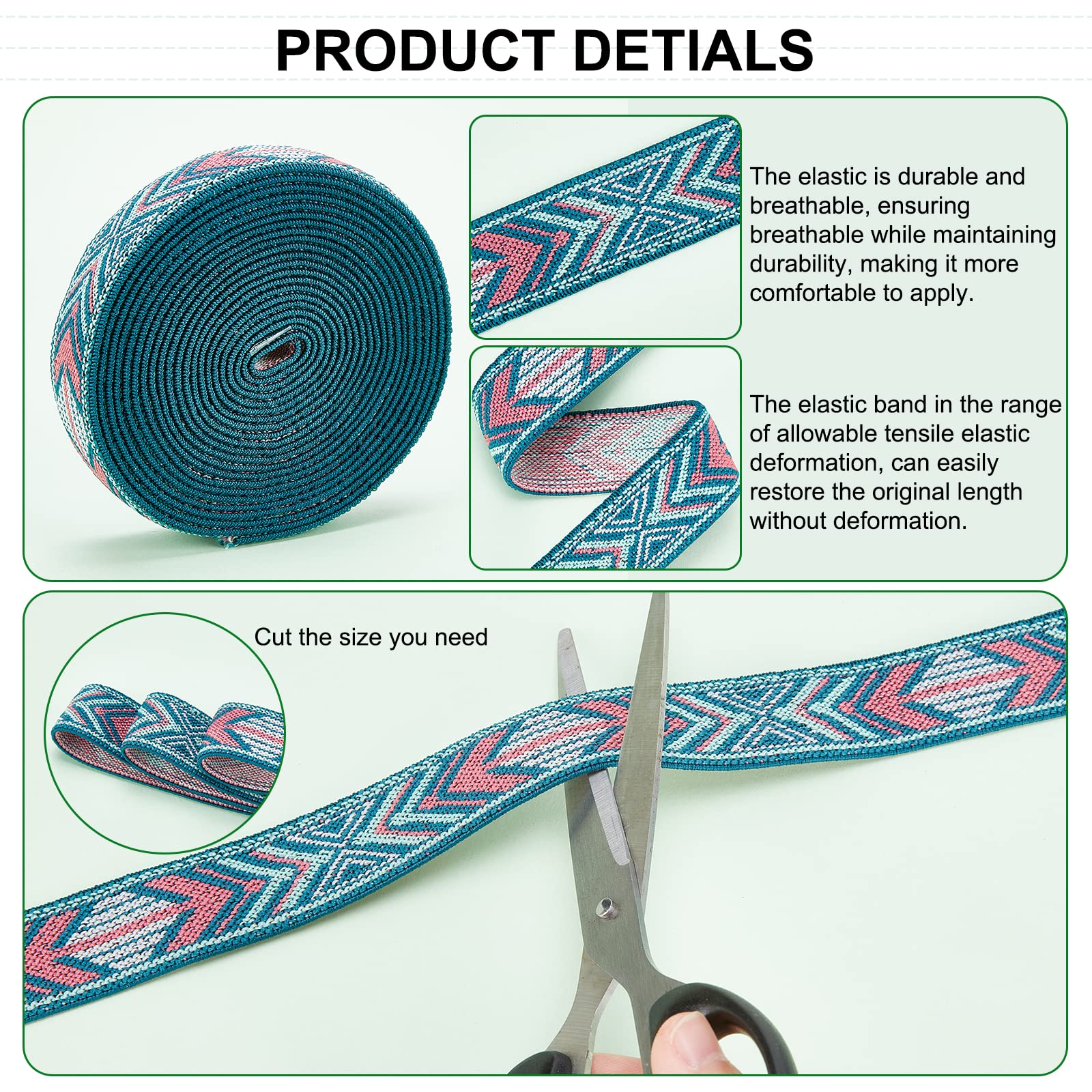 ahandmaker-ruban-lastique-jacquard-gris-fl-ches-25mm-5-48m image 3