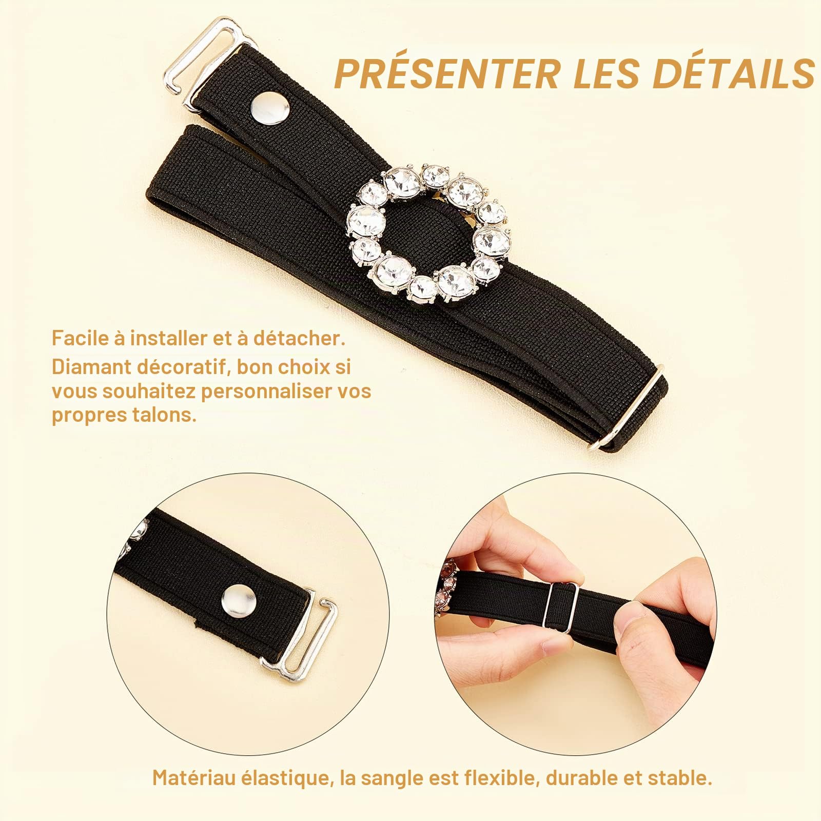 ahandmaker-shoe-accessories-sangle-chaussure-noire-strass-4-pcs image 4