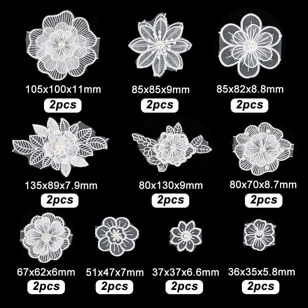 ahandmaker-applique-patch-appliqu-s-fleurs-3d-blanc-perle-20-pcs image 2
