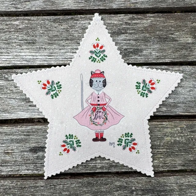 atelier-des-abcdaires-d-co-no-l-toile-velours-madame-chat-rose image 1