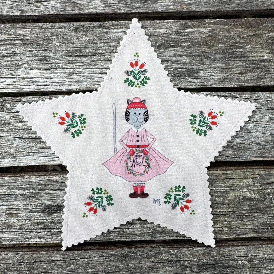 atelier-des-abcdaires-d-co-no-l-toile-velours-madame-chat-rose image 1